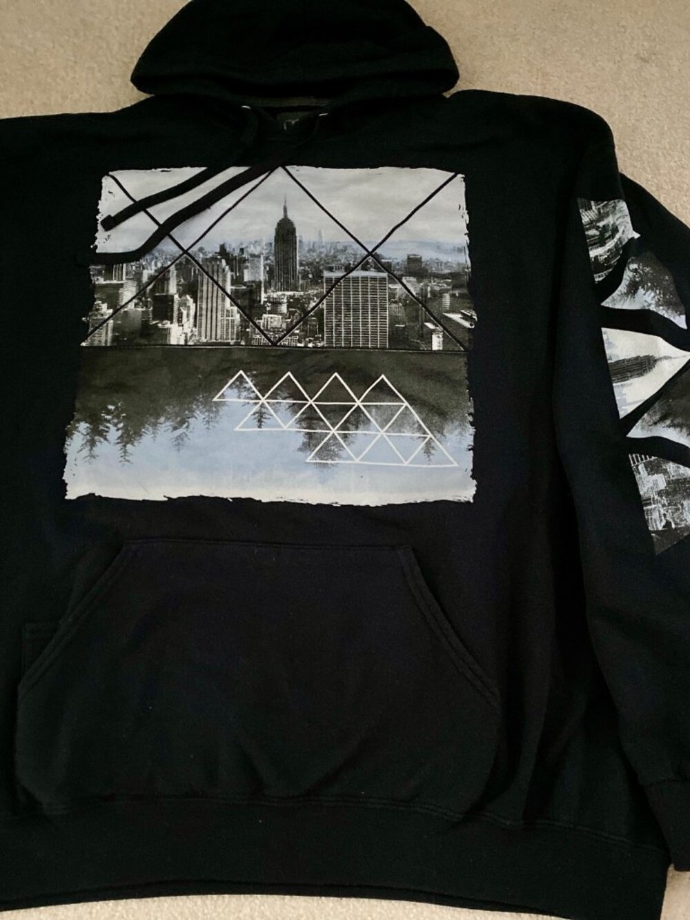Return To Sender  Hoodie Manhattan Skyline Empire State Building Size XXL  Black